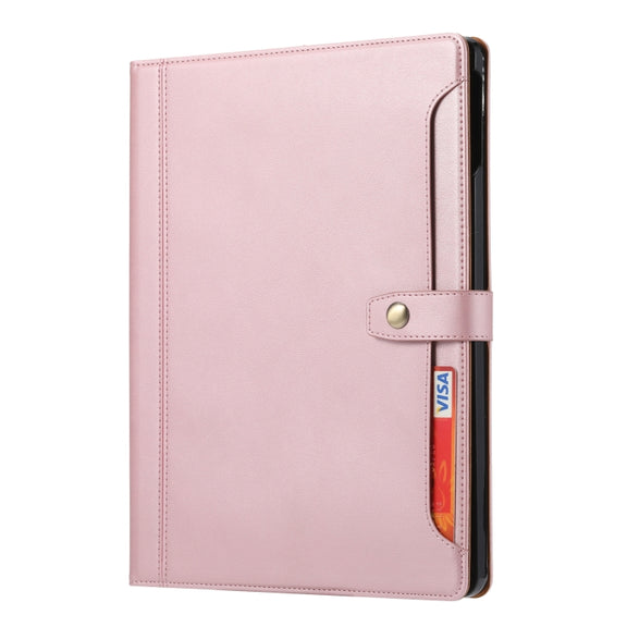 For iPad Pro 11 2024 Calf Texture Double Fold Clasp Horizontal Flip Leather Smart Tablet Case(Rose Gold)