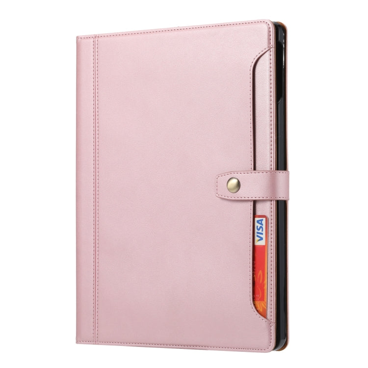 For iPad Pro 11 2024 Calf Texture Double Fold Clasp Horizontal Flip Leather Smart Tablet Case(Rose Gold)