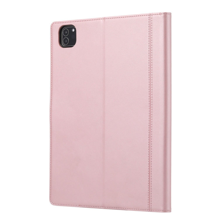 For iPad Pro 11 2024 Calf Texture Double Fold Clasp Horizontal Flip Leather Smart Tablet Case(Rose Gold)