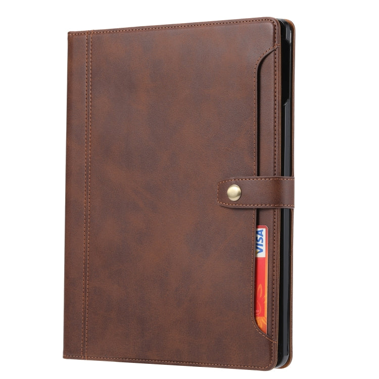 For iPad Pro 11 2024 Calf Texture Double Fold Clasp Horizontal Flip Leather Smart Tablet Case(Brown)