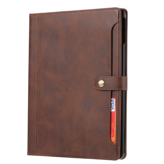 For iPad Pro 11 2024 Calf Texture Double Fold Clasp Horizontal Flip Leather Smart Tablet Case(Brown)