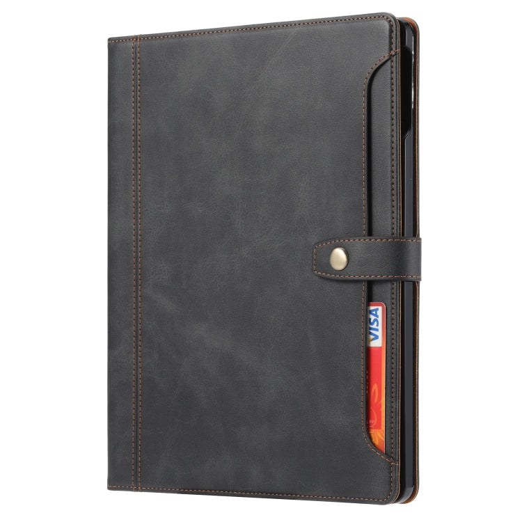 For iPad Pro 13 2024 Calf Texture Double Fold Clasp Horizontal Flip Leather Smart Tablet Case(Black)