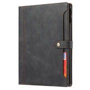 For iPad Pro 13 2024 Calf Texture Double Fold Clasp Horizontal Flip Leather Smart Tablet Case(Black)