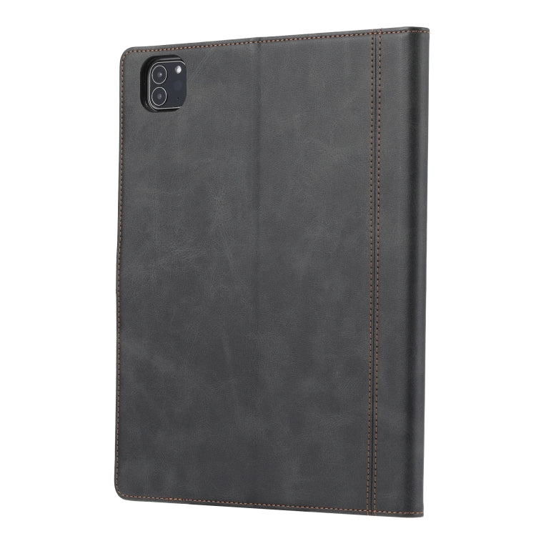 For iPad Pro 13 2024 Calf Texture Double Fold Clasp Horizontal Flip Leather Smart Tablet Case(Black)
