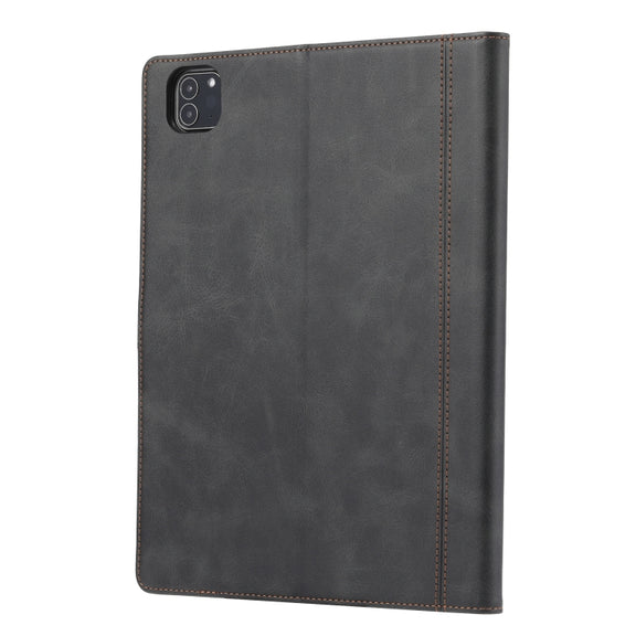 For iPad Pro 13 2024 Calf Texture Double Fold Clasp Horizontal Flip Leather Smart Tablet Case(Black)