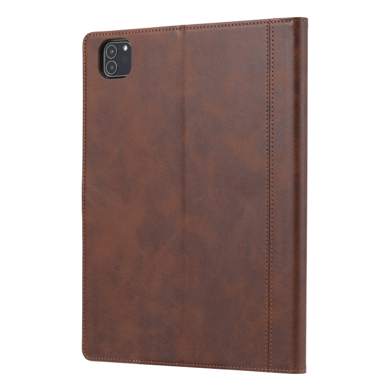 For iPad Pro 13 2024 Calf Texture Double Fold Clasp Horizontal Flip Leather Smart Tablet Case(Brown)