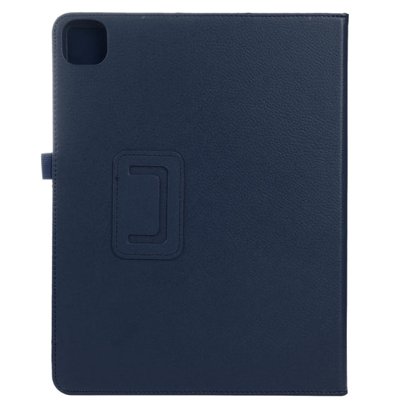 For iPad Air 11 2024 Litchi Texture Solid Color Leather Tablet Case(Dark Blue)