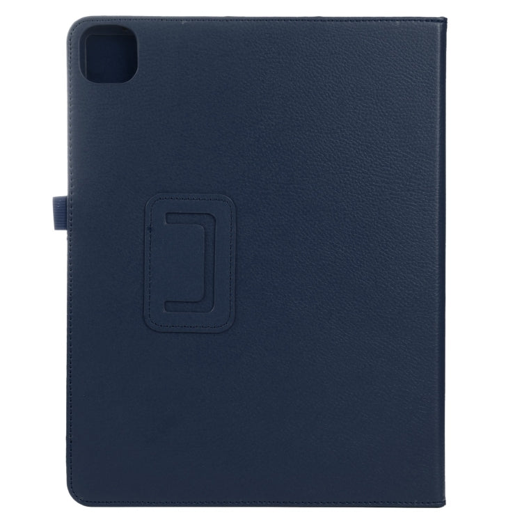 For iPad Air 11 2024 Litchi Texture Solid Color Leather Tablet Case(Dark Blue)