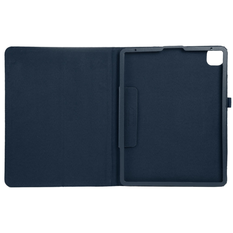 For iPad Air 11 2024 Litchi Texture Solid Color Leather Tablet Case(Dark Blue)