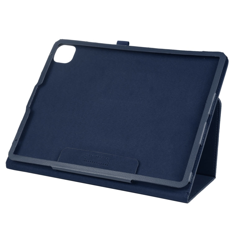 For iPad Air 11 2024 Litchi Texture Solid Color Leather Tablet Case(Dark Blue)