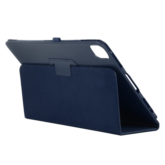 For iPad Air 11 2024 Litchi Texture Solid Color Leather Tablet Case(Dark Blue)
