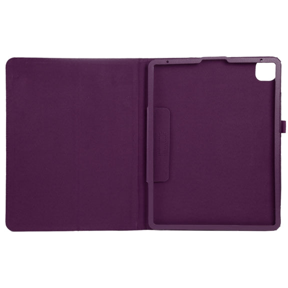 For iPad Pro 11 2024 Litchi Texture Solid Color Leather Tablet Case(Purple)