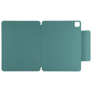 For iPad Pro 13 2024 Double-sided Clip Fixed Buckle Magnetic PU Leather Smart Tablet Case(Green)