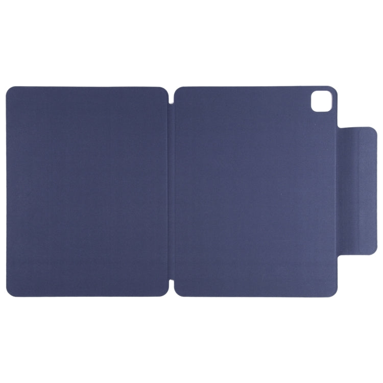 For iPad Pro 13 2024 Double-sided Clip Fixed Buckle Magnetic PU Leather Smart Tablet Case(Dark Blue)