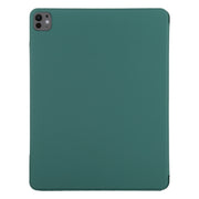 For iPad Pro 13 2024 Double-sided Clip Fixed Buckle Magnetic PU Leather Smart Tablet Case(Dark Green)