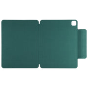 For iPad Pro 13 2024 Double-sided Clip Fixed Buckle Magnetic PU Leather Smart Tablet Case(Dark Green)