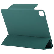 For iPad Pro 13 2024 Double-sided Clip Fixed Buckle Magnetic PU Leather Smart Tablet Case(Dark Green)