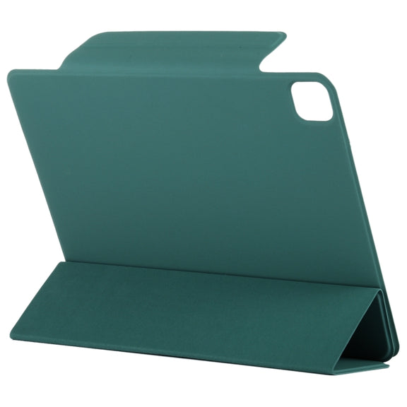 For iPad Pro 13 2024 Double-sided Clip Fixed Buckle Magnetic PU Leather Smart Tablet Case(Dark Green)