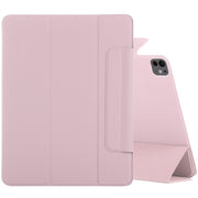 For iPad Pro 13 2024 Double-sided Clip Fixed Buckle Magnetic PU Leather Smart Tablet Case(Rose Gold)
