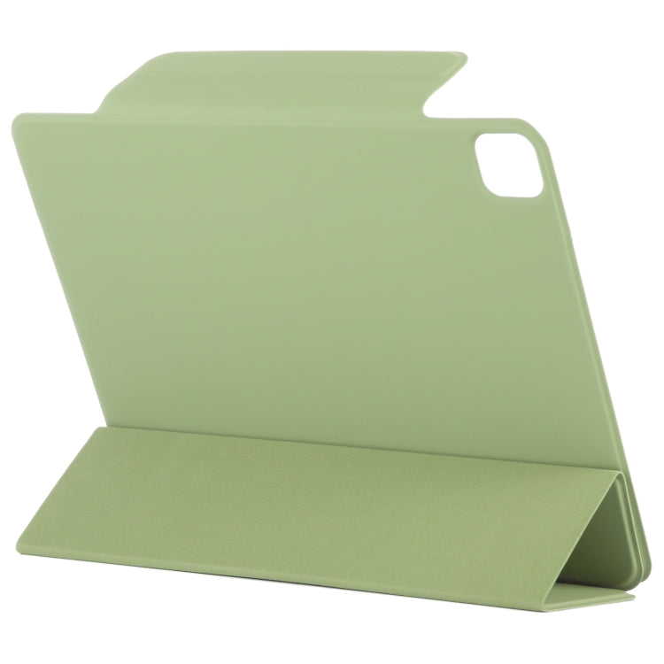 For iPad Pro 13 2024 Double-sided Clip Fixed Buckle Magnetic PU Leather Smart Tablet Case(Grass Green)