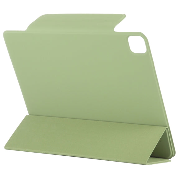 For iPad Pro 13 2024 Double-sided Clip Fixed Buckle Magnetic PU Leather Smart Tablet Case(Grass Green)