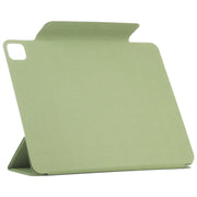 For iPad Pro 13 2024 Double-sided Clip Fixed Buckle Magnetic PU Leather Smart Tablet Case(Grass Green)