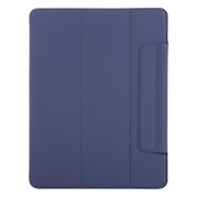 For iPad Air 11 2024 Double-sided Clip Fixed Buckle Magnetic PU Leather Smart Tablet Case(Dark Blue)