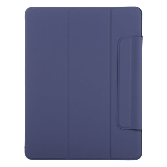 For iPad Air 11 2024 Double-sided Clip Fixed Buckle Magnetic PU Leather Smart Tablet Case(Dark Blue)