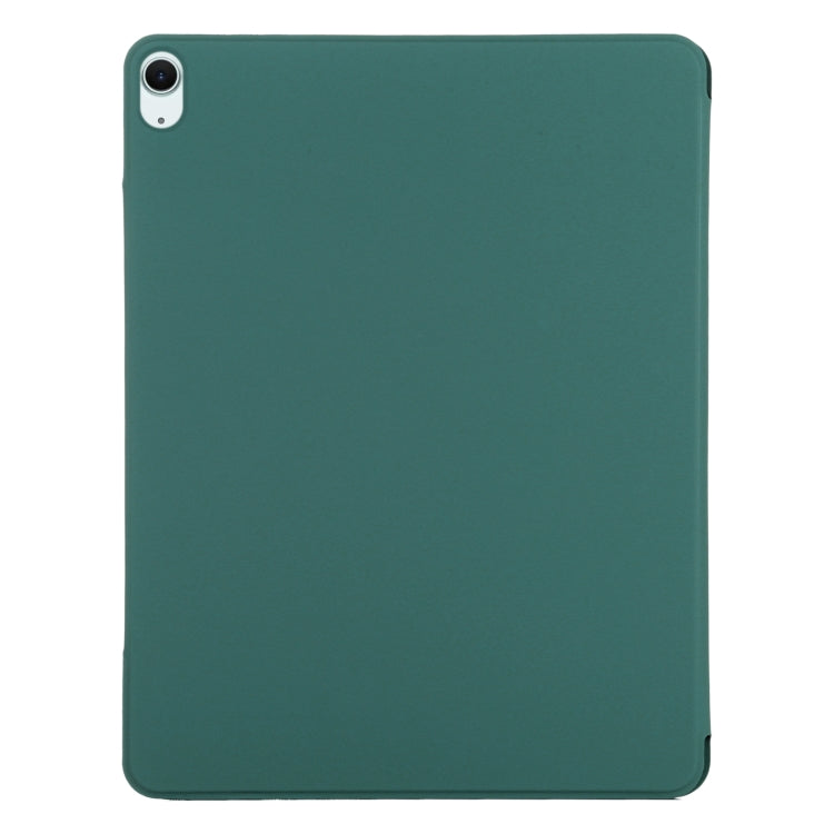 For iPad Air 11 2024 Double-sided Clip Fixed Buckle Magnetic PU Leather Smart Tablet Case(Dark Green)