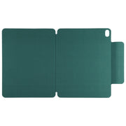 For iPad Air 11 2024 Double-sided Clip Fixed Buckle Magnetic PU Leather Smart Tablet Case(Dark Green)