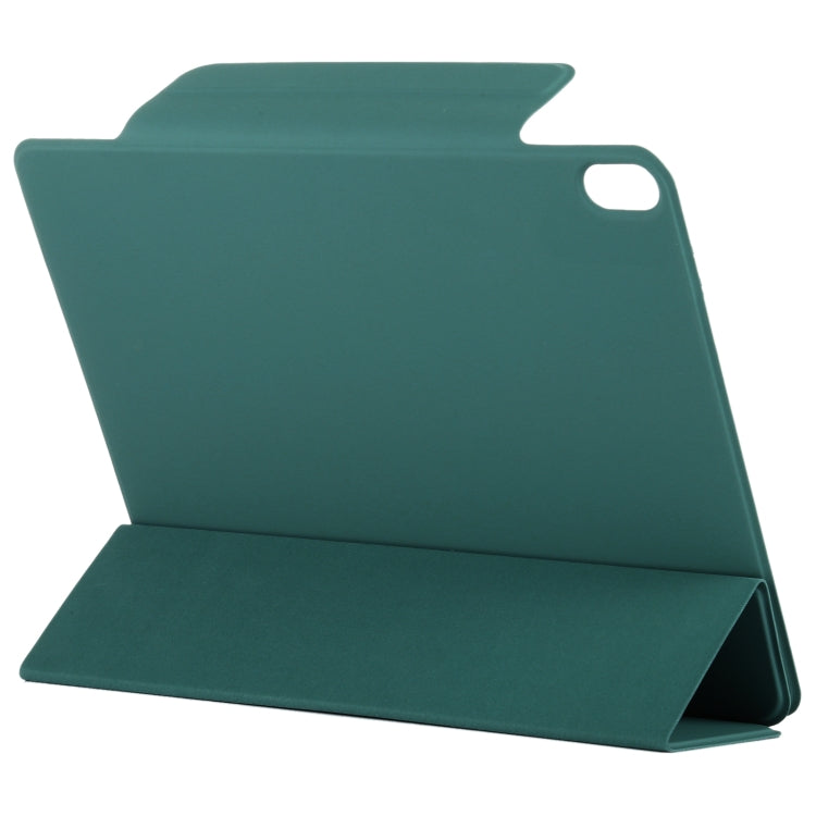 For iPad Air 11 2024 Double-sided Clip Fixed Buckle Magnetic PU Leather Smart Tablet Case(Dark Green)