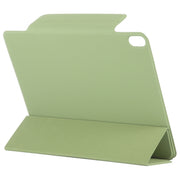 For iPad Air 11 2025 / 2024 Double-sided Clip Fixed Buckle Magnetic PU Leather Smart Tablet Case(Grass Green)