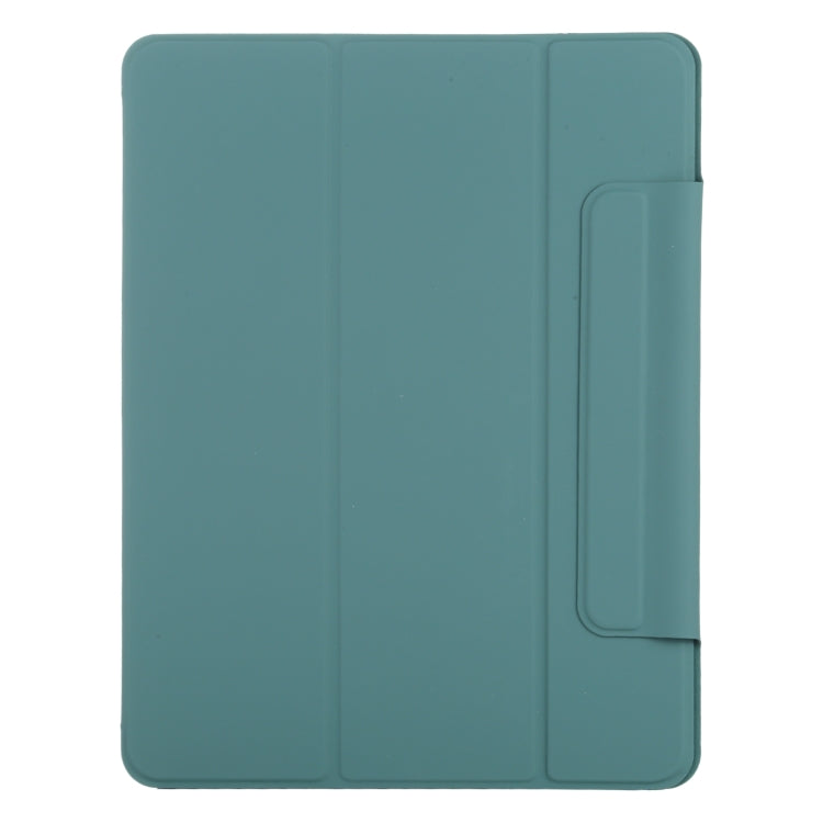 For iPad Pro 11 2024 Double-sided Clip Fixed Buckle Magnetic PU Leather Smart Tablet Case(Green)