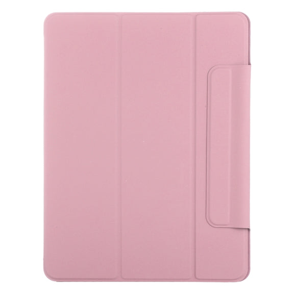 For iPad Pro 11 2024 Double-sided Clip Fixed Buckle Magnetic PU Leather Smart Tablet Case(Light Pink)
