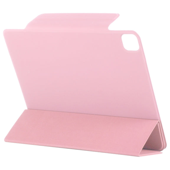 For iPad Pro 11 2024 Double-sided Clip Fixed Buckle Magnetic PU Leather Smart Tablet Case(Light Pink)