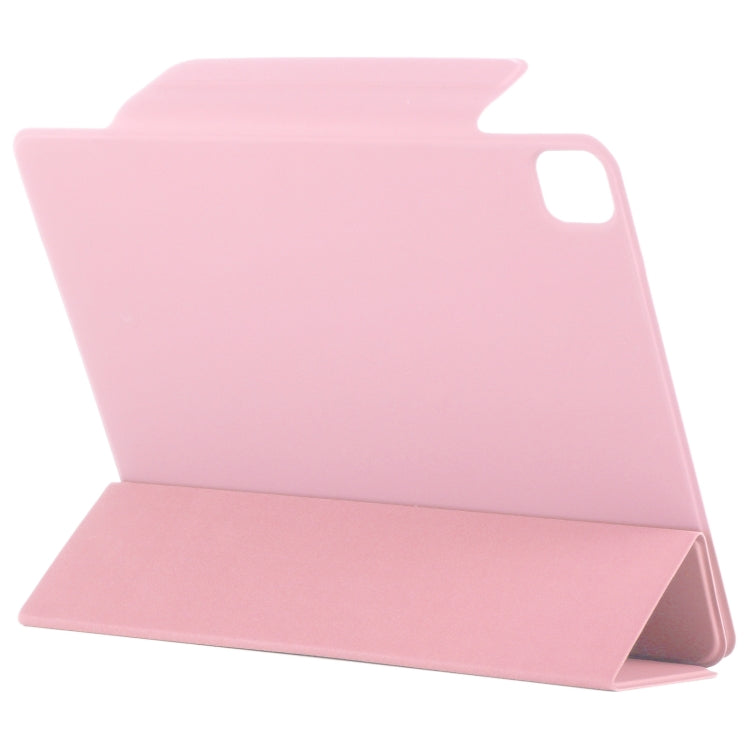 For iPad Pro 11 2024 Double-sided Clip Fixed Buckle Magnetic PU Leather Smart Tablet Case(Light Pink)