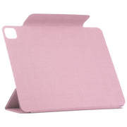 For iPad Pro 11 2024 Double-sided Clip Fixed Buckle Magnetic PU Leather Smart Tablet Case(Light Pink)