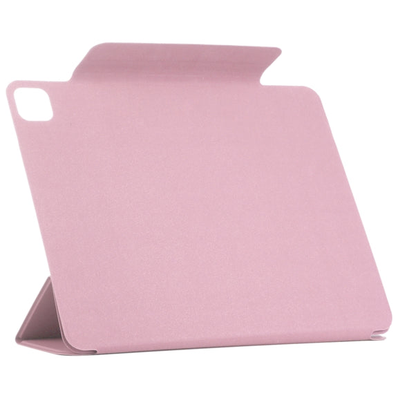 For iPad Pro 11 2024 Double-sided Clip Fixed Buckle Magnetic PU Leather Smart Tablet Case(Light Pink)