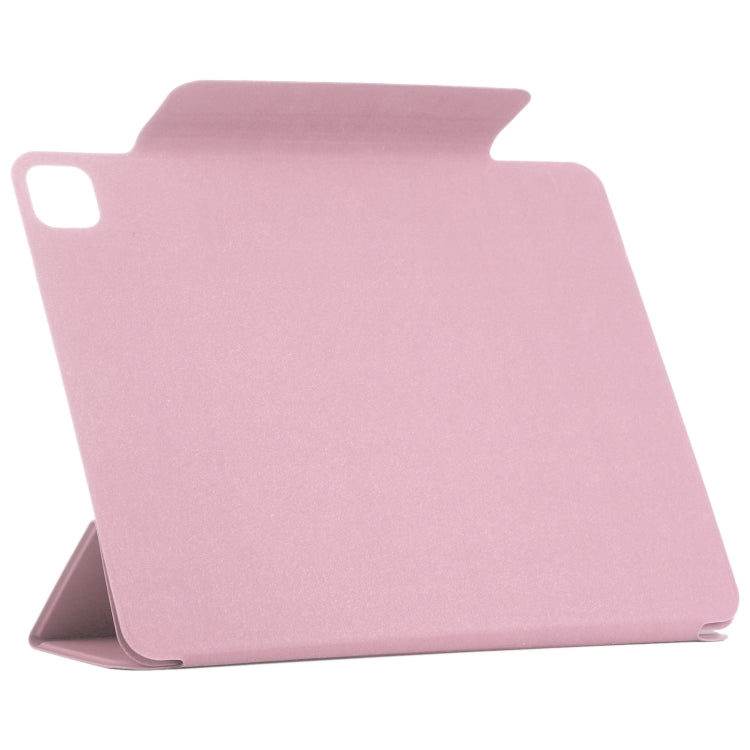 For iPad Pro 11 2024 Double-sided Clip Fixed Buckle Magnetic PU Leather Smart Tablet Case(Light Pink)