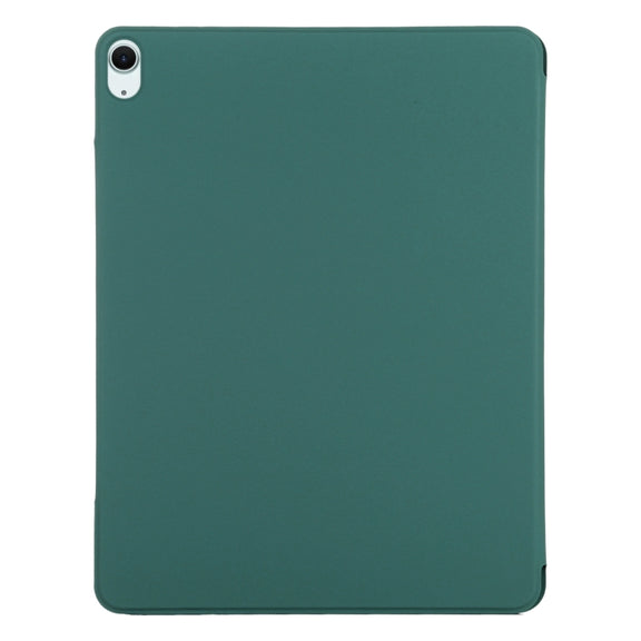For iPad Air 13 2024 Double-sided Clip Fixed Buckle Magnetic PU Leather Smart Tablet Case(Dark Green)