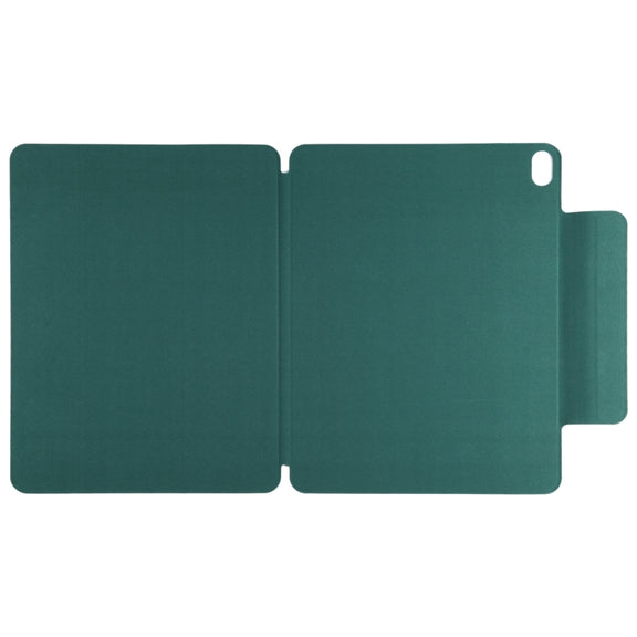 For iPad Air 13 2024 Double-sided Clip Fixed Buckle Magnetic PU Leather Smart Tablet Case(Dark Green)