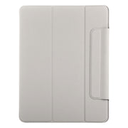 For iPad Air 13 2024 Double-sided Clip Fixed Buckle Magnetic PU Leather Smart Tablet Case(Grey)