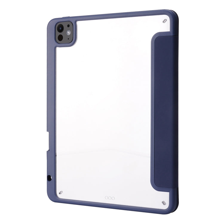 For iPad Pro 13 2024 Deformation Transparent Acrylic Leather Tablet Case(Dark Blue)