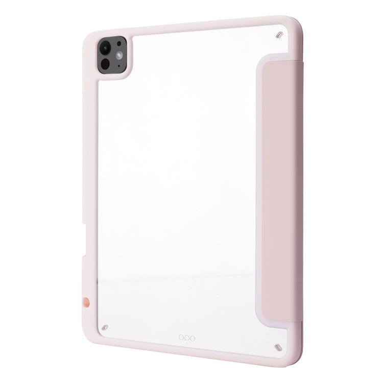 For iPad Pro 13 2024 Deformation Transparent Acrylic Leather Tablet Case(Pink)