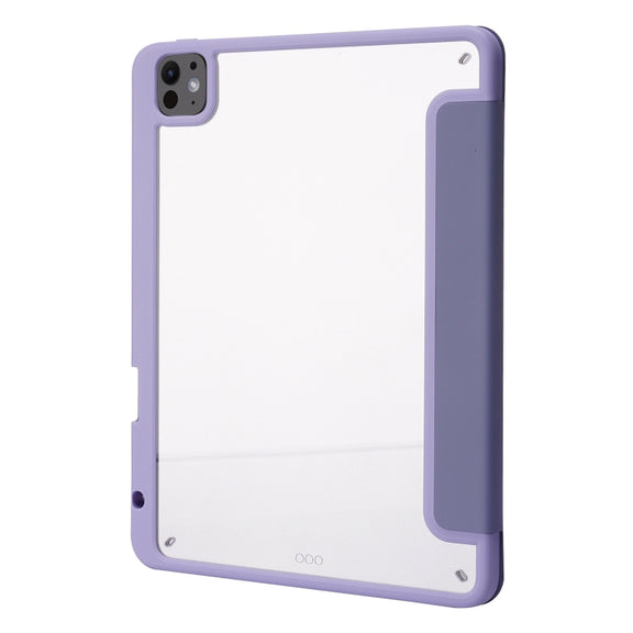 For iPad Pro 13 2024 Deformation Transparent Acrylic Leather Tablet Case(Lavender Grey)