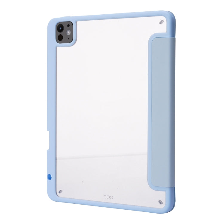 For iPad Pro 13 2024 Deformation Transparent Acrylic Leather Tablet Case(Light Blue)
