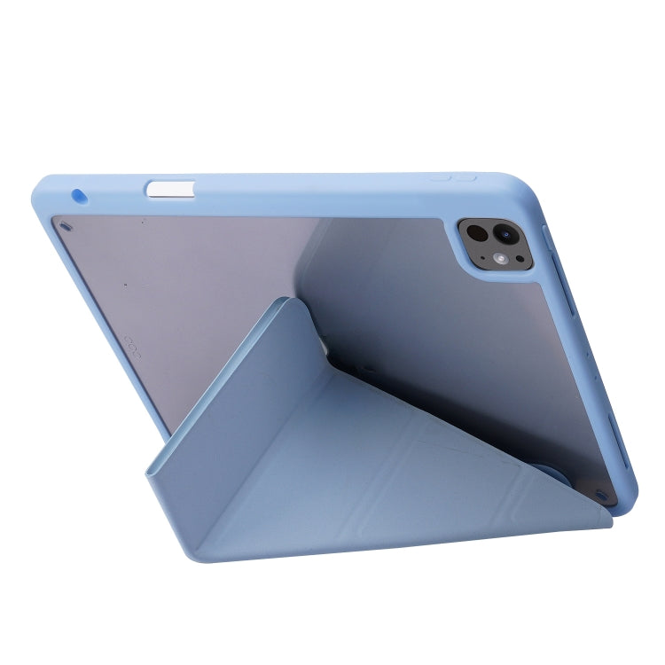 For iPad Pro 13 2024 Deformation Transparent Acrylic Leather Tablet Case(Light Blue)
