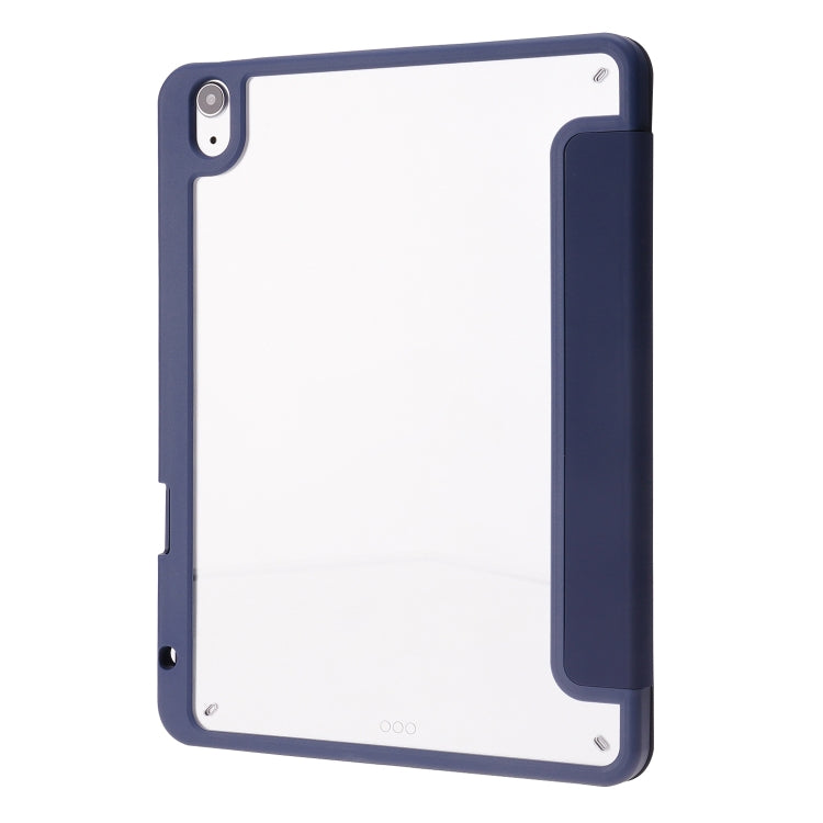 For iPad Air 11 2025 / 2024 Deformation Transparent Acrylic Leather Tablet Case(Dark Blue)