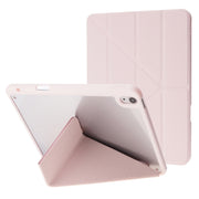 For iPad Air 11 2025 / 2024 Deformation Transparent Acrylic Leather Tablet Case(Pink)