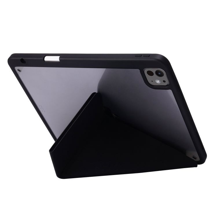 For iPad Pro 11 2024 Deformation Transparent Acrylic Leather Tablet Case(Black)